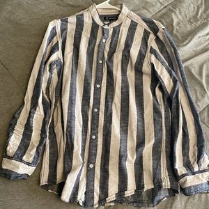 Button-down Collarless INC Striped Shirt Medium